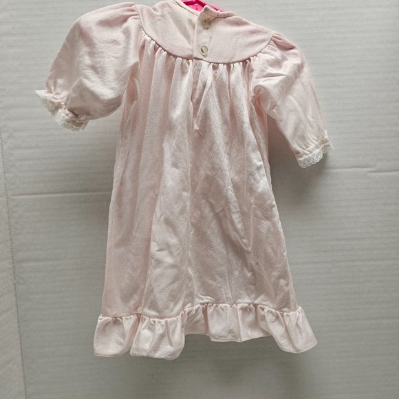 Vintage IC ISAACSON CARRICO Pink Small Nightgown Pink Lace TRIM Ruffle Hem Baby - Picture 2 of 10